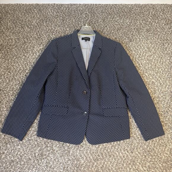 Talbots Jackets & Blazers - Talbots Navy Blue White Polka Dot Blazer Cotton Blend Size 16 Preppy Career